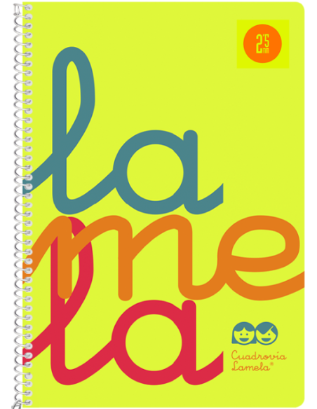 Cuaderno espiral 4º 80 hojas 90g 25mm amarillo cuadrovia polipropileno fluor